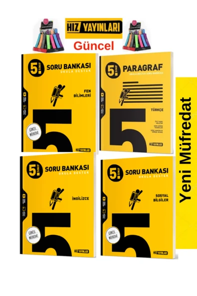 Hız ve Renk Yayınları Hız 5.Sınıf Yeni Müfredat Fen-Sosyal-İngilizce-Paragraf Soru Bankası Seti+Kalemlik ürün görseli