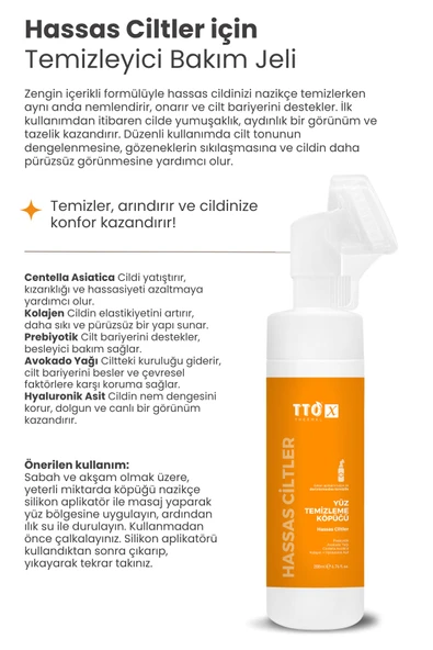 Tto X Hassas Ciltlere Özel Çay Ağacı İçeren Aplikatörlü Yüz Köpüğü 200ml - Resim 4