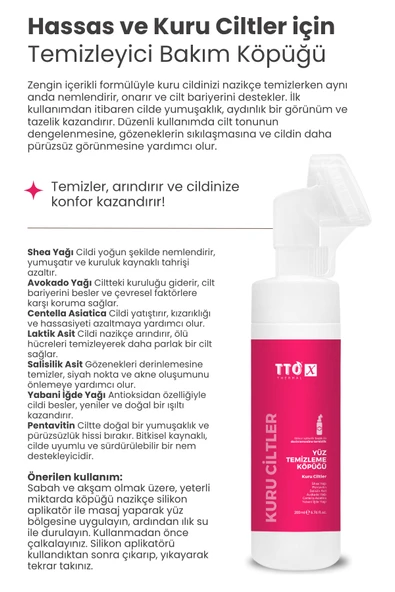 Tto X Kuru Ciltlere Özel Çay Ağacı İçeren Aplikatörlü Yüz Köpüğü 200ml - 4