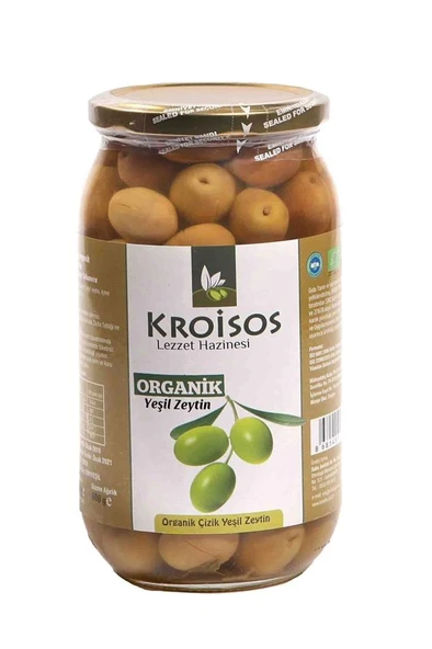 Kroisos Organik Yeşil Çizik Zeytin 600 Gr - 1
