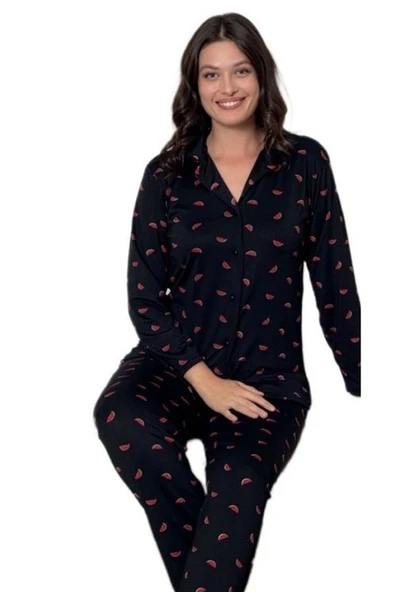 Luna Carina Mevsimlik Gömlek Yaka Kadın Pijama Takımı Nefes Alan Kumaş Yumuşak Dokulu ürün görseli