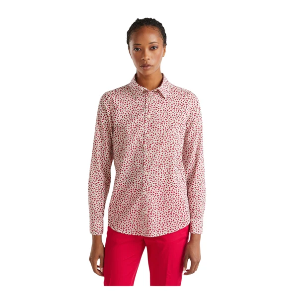 Kadın %100 Koton Desenli Gömlek ürün görseli