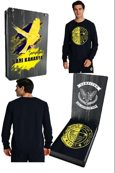 Fenerbahçe Tribün UV Baskılı  Tek Renk Logolu Erkek Sweatshirt - 1
