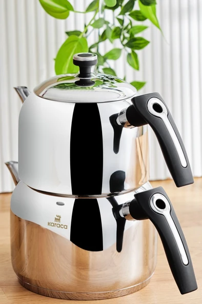 Karaca Asiye Indüksiyon Tabanlı Midi Çelik Çaydanlık Takımı - 3