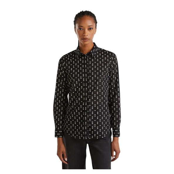 Kadın %100 Koton Desenli Gömlek - Resim 6