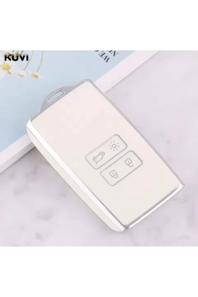 YıldızTuning Dacia Sandero 3 Anahtar Kılıfı Beyaz-Silver - Resim 2