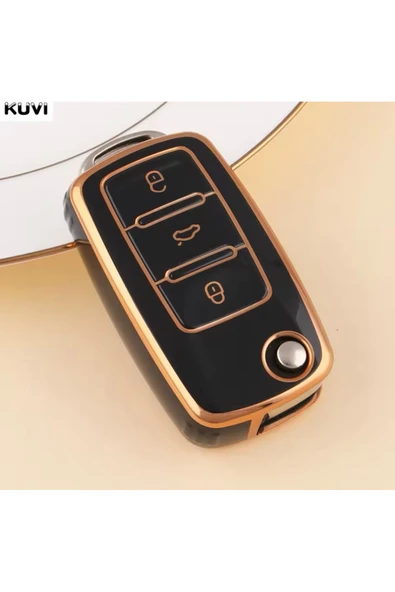 YıldızTuning Volkswagen Passat B5 Anahtar Kılıfı Siyah-Gold 1996-2006 ürün görseli