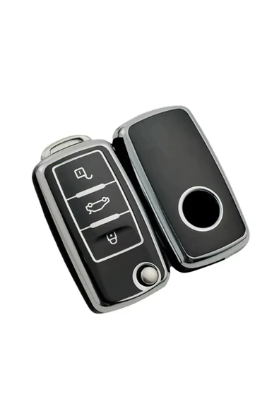 YıldızTuning Seat Altea Anahtar Kılıfı Siyah-Silver - 1