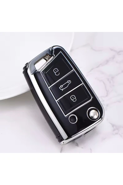 YıldızTuning Volkswagen T-Roc Siyah-Silver Anahtar Kılıfı ürün görseli 1