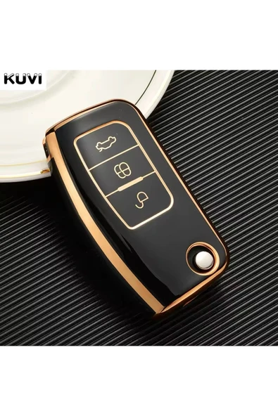 YıldızTuning Ford Fiesta Anahtar Kılıfı Siyah-Gold ürün görseli