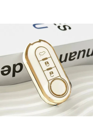 YıldızTuning Fiat Punto Anahtar Kılıfı Beyaz-Gold ürün görseli