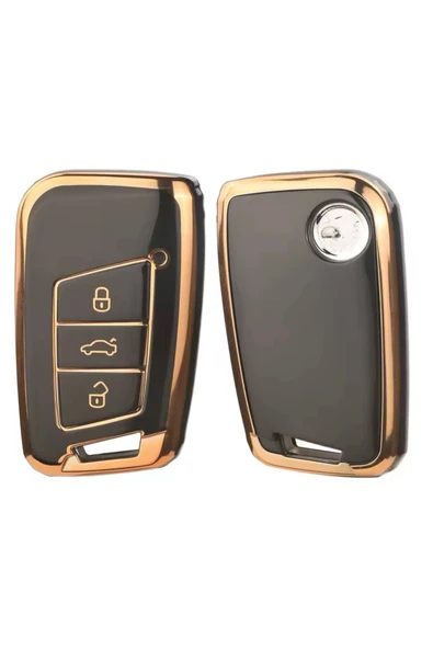 YıldızTuning Seat Tarraco Siyah-Gold Anahtar Kılıfı - 1