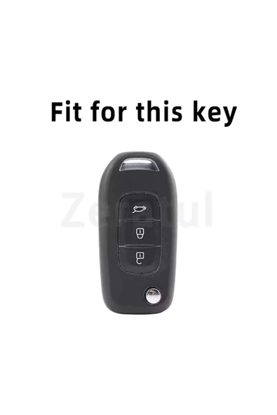 YıldızTuning Renault Kaleos Sustalı Anahtar Kılıfı Siyah-Gold - Resim 3