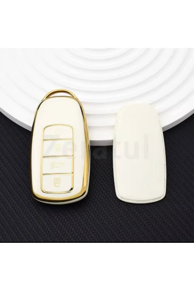 YıldızTuning Chery Omoda 5 Pro Beyaz-Gold Anahtar Kılıfı ürün görseli