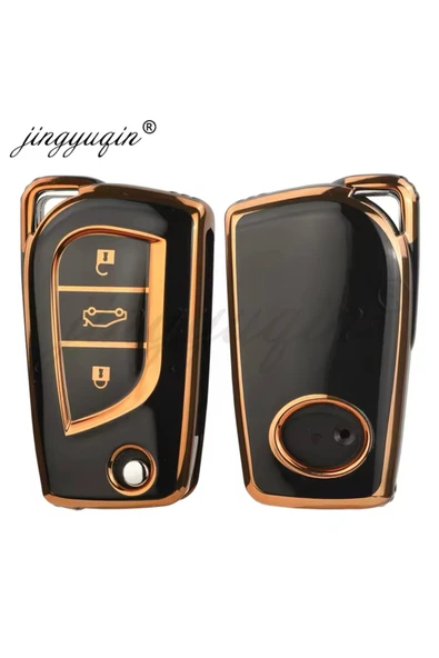 YıldızTuning Toyota Avensis Anahtar Kılıfı Siyah-Gold ürün görseli