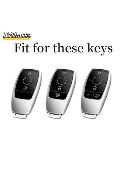 YıldızTuning Mercedes A C E S GLC GLE GLS Beyaz-Silver Anahtar Kılıfı - Resim 2