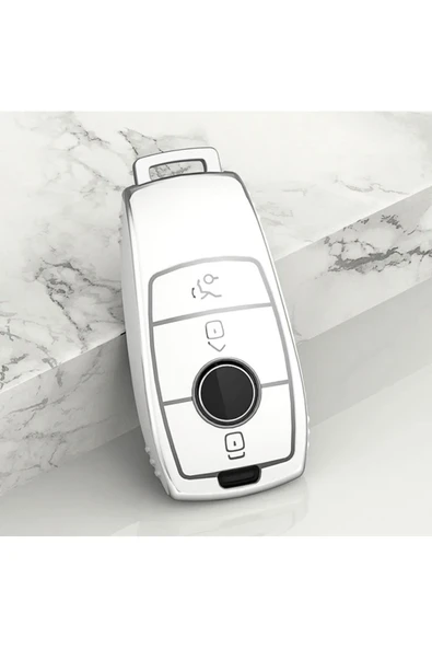 YıldızTuning Mercedes Benz W222 Anahtar Kılıfı Beyaz Gümüş Renk ürün görseli