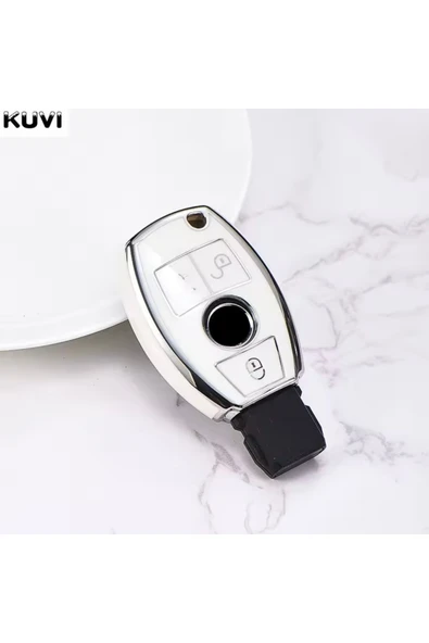 YıldızTuning Mercedes E Serisi W212 Beyaz-Silver Anahtar Kılıfı - 1