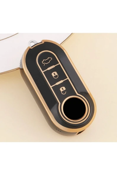 YıldızTuning Fiat Punto Anahtar Kılıfı Parlak Siyah Gold - 1