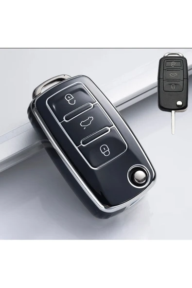 YıldızTuning Scirocco Sustalı Anahtar Koruma Kılıfı Siyah Gümüş ürün görseli
