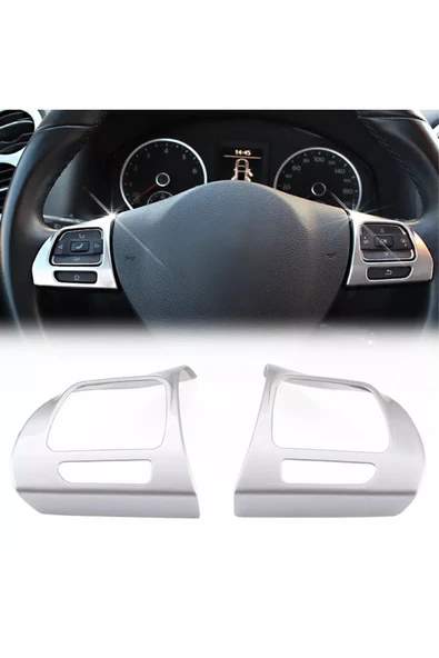 YıldızTuning Vw Tiguan 2011-2015 Direksiyon Tuş Çerçevesi Plastik Gümüş Gri - 1