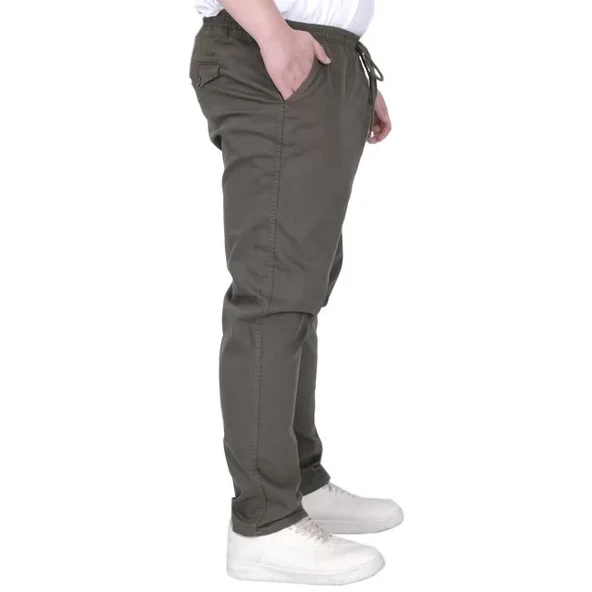 Büyük Beden Erkek Pantolon Gabardin Düz Paça Jogger Everest 21929 Haki - Resim 2