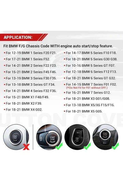 YıldızTuning Bmw 2 Serisi F22 Kristal Start Stop Tuş Gümüş - Resim 3