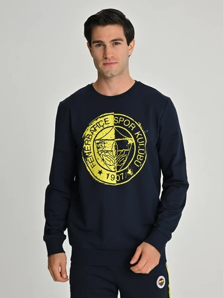 Fenerbahçe Tribün Lazer Baskılı Tek Renk Logolu Erkek Sweatshirt - 2