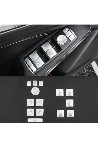 Next Oto Mercedes W204 Cam Düğme Kromu W212 Ayna Ayar Düğme Kromu Uyumlu - 2