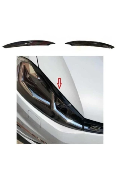 YıldızTuning Vw Golf 7 7.5 Far Kaşı Piano Black Renk 2013-2020 - 1