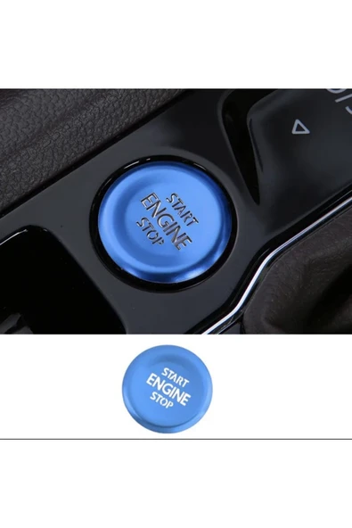 YıldızTuning Tiguan 2016-2023 Start Stop Tuş Buton Kaplaması Mavi Renk ürün görseli 1