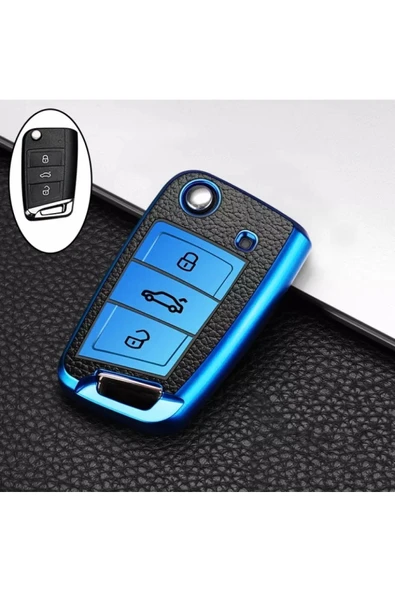 YıldızTuning Skoda Rapid Süperlüx Anahtar Kılıfı Mavi Renk ürün görseli