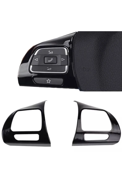 YıldızTuning Vw Tiguan 2011-2015 Direksiyon Tuş Çerçevesi Plastik Piano Black - 1