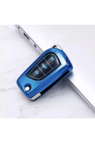 YıldızTuning Toyota Auris Parlak Anahtar Kılıfı Mavi Renk ürün görseli 1