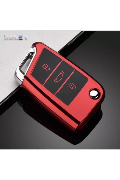 YıldızTuning Seat Ibiza 2017+  Uyumlu Parlak Anahtar Kılıfı Kırmızı Renk ürün görseli