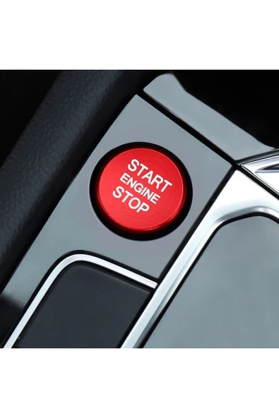 YıldızTuning Tiguan 2016-2023 Start Stop Tuş Buton Kaplaması Kırmızı Renk - 2