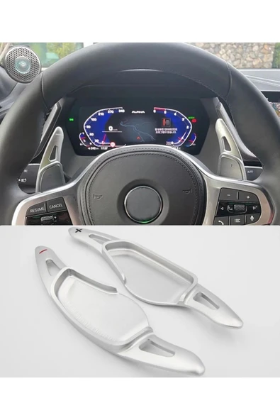 YıldızTuning Bmw X5 G05 F1 Direksiyon Kulakçık Gümüş Renk ürün görseli