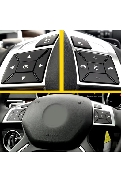 YıldızTuning Mercede  E Serisi W212 Direksiyon Tuş Kaplaması Siyah 2013-2016 - Resim 3