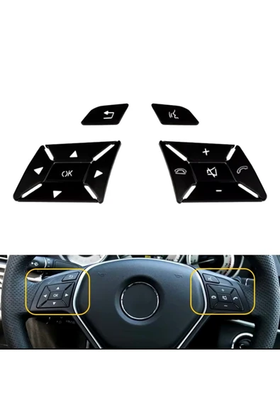 YıldızTuning Mercede  E Serisi W212 Direksiyon Tuş Kaplaması Siyah 2013-2016 ürün görseli 1