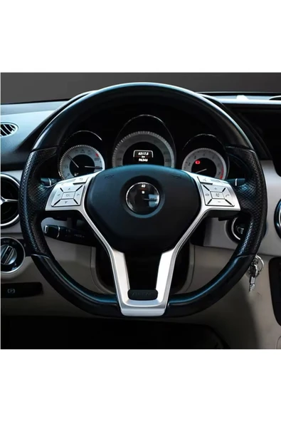 YıldızTuning Mercedes C Serisi W204 Direksiyon Tuş Kaplaması Gümüş 2011-2013 - 5