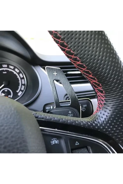 YıldızTuning Golf 5 6 Passat B6 B7 CC Scirocco Beetle Siyah Direksiyon F1 Kulakçık Vites Mini - Resim 3