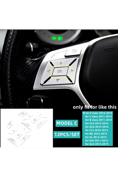 YıldızTuning Mercedes A Serisi W176 Direksiyon Tuş Kaplaması Gümüş 2012-2014 - 3