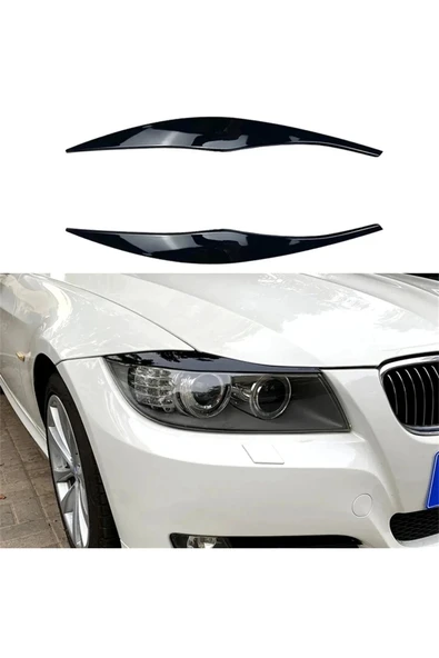YıldızTuning Bmw E90 Far Üstü Kaşı Piano Black Kaplama 2005-2012 - 1