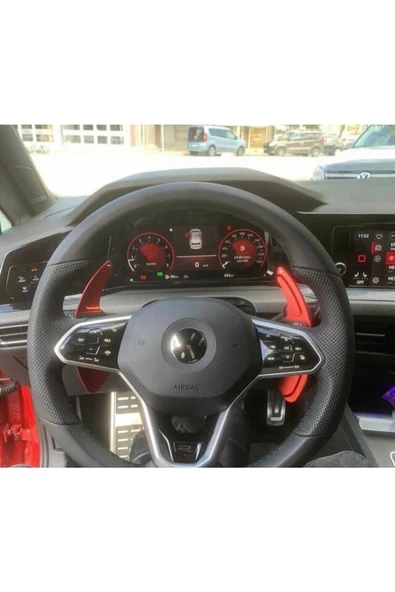 YıldızTuning Vw Caddy 2021-2025 Direksiyon F1 Kulakçık Paddle Shifter Kırmızı Renk - 1