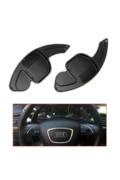 YıldızTuning Audi Q5 2013-2015 Siyah F1 Direksiyon Kulakçık - 1