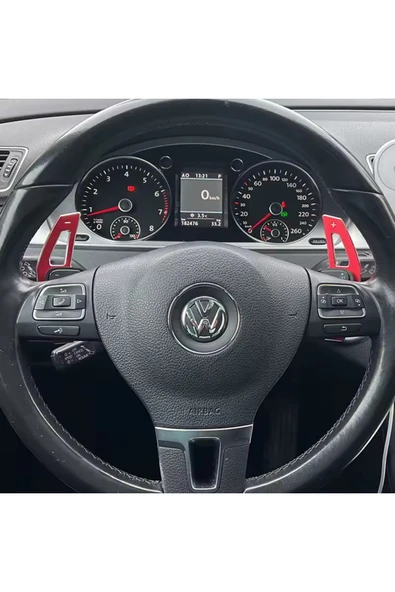 YıldızTuning Golf 5 6 Passat B6 B7 CC Scirocco Beetle Kırmızı Direksiyon F1 Kulakçık Vites Mini - Resim 2