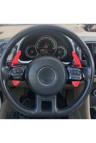 YıldızTuning Scirocco 2009-2014 Uyumlu F1 Paddle Shifter Kulakçık Kırmızı Renk Büyük Boy - Resim 3