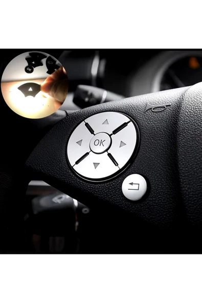 YıldızTuning Mercedes E Serisi Direksiyon Tuş Kaplaması Gümüş W212 2010-2012 - Resim 2