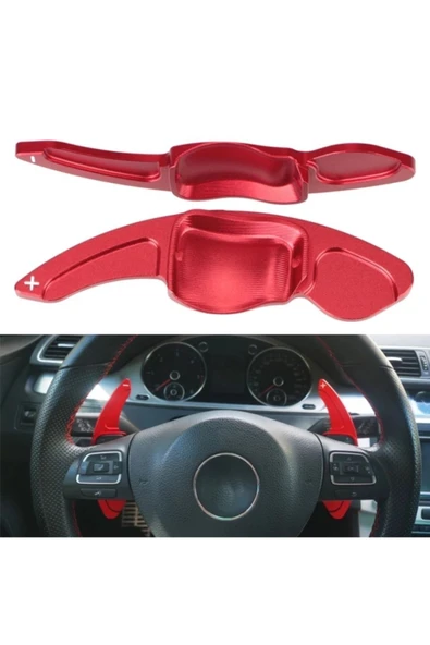 YıldızTuning Scirocco 2009-2014 Uyumlu F1 Paddle Shifter Kulakçık Kırmızı Renk Büyük Boy ürün görseli