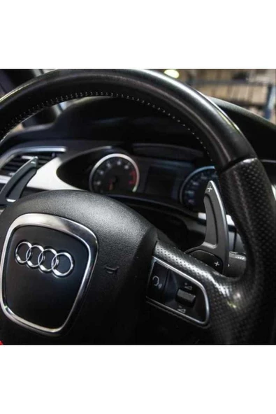 YıldızTuning Audi A42013-2016 Siyah F1 Direksiyon Kulakçık - Resim 7